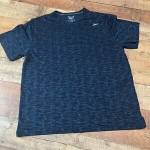 Reebok | Men's Crossfit Blue Black Marble Athletic Gym Shirt Sz L Performance